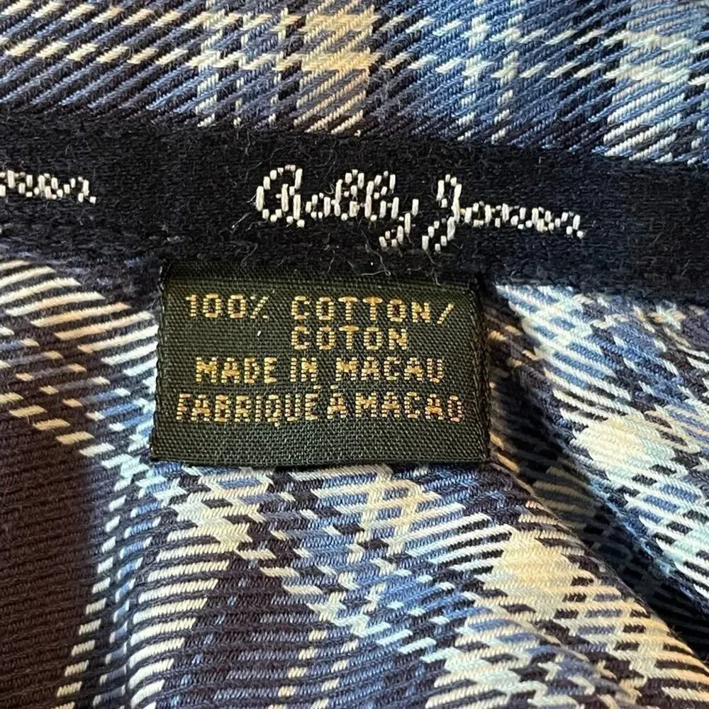 Bobby Jones Collection Blue Plaid Shirt Size Large